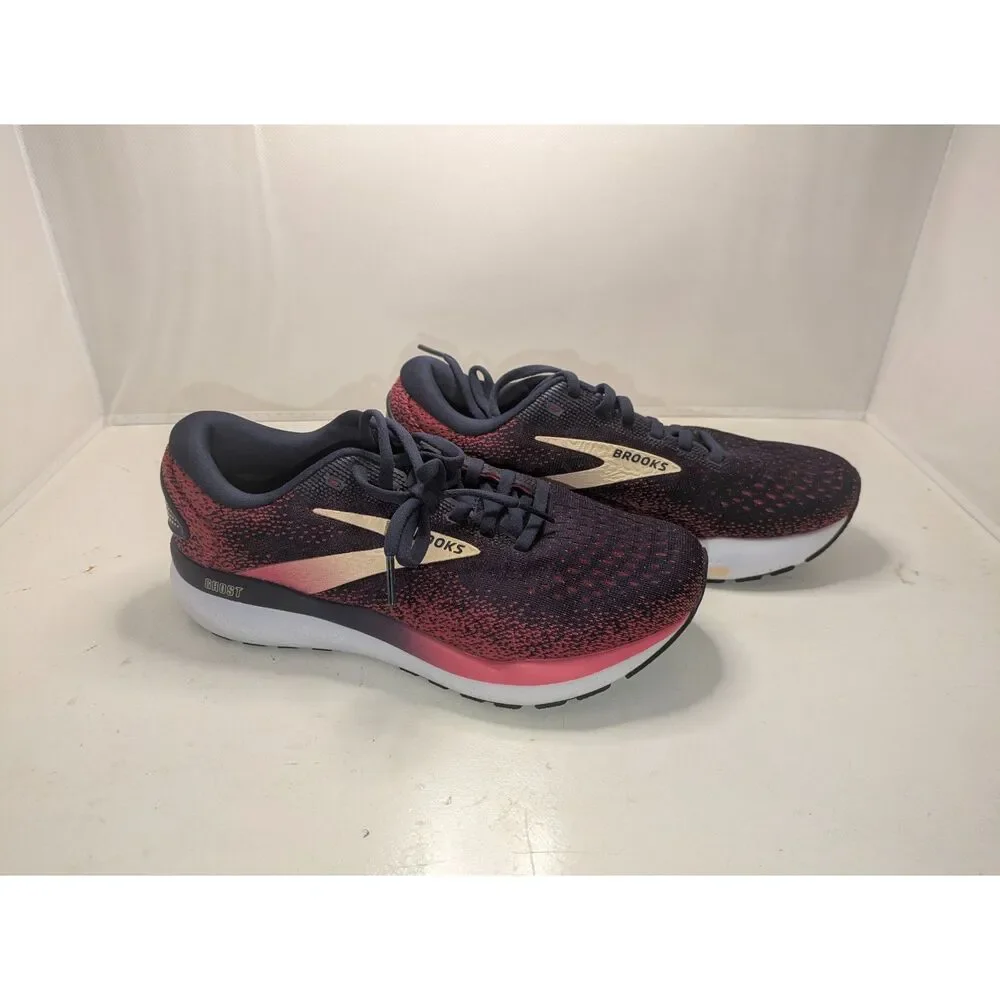 Brooks Ghost 16 Running Shoes Women Navy Blue/Pink Size 7 Wide